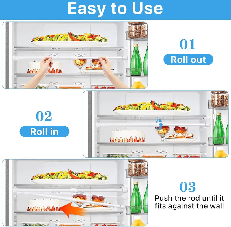 Worldity 4 Set Double Rv Refrigerator Bars, Adjustable Spring Tension Fridge Rod Extendable to 9.8-16.7inch, Non-Slip Rv Refrigerator Accessories, Small Tension Rod for Holding Food Drinks in Place - Image 5